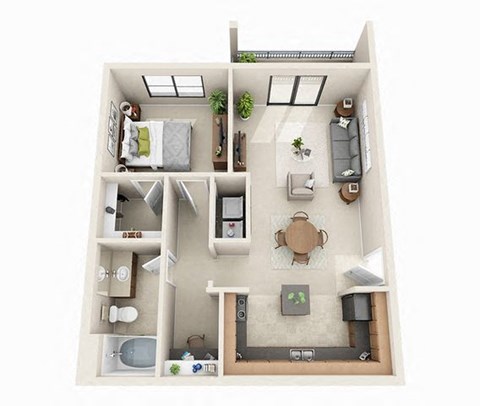 Dublin Floor Plan | 1 Bed 1 Bath | 760 sq.ft.